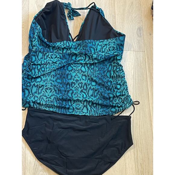 NWT Swimsuits for All Python Plunge Tankini Top and Bottom Set Women Plus Sz 24 - Picture 7 of 8